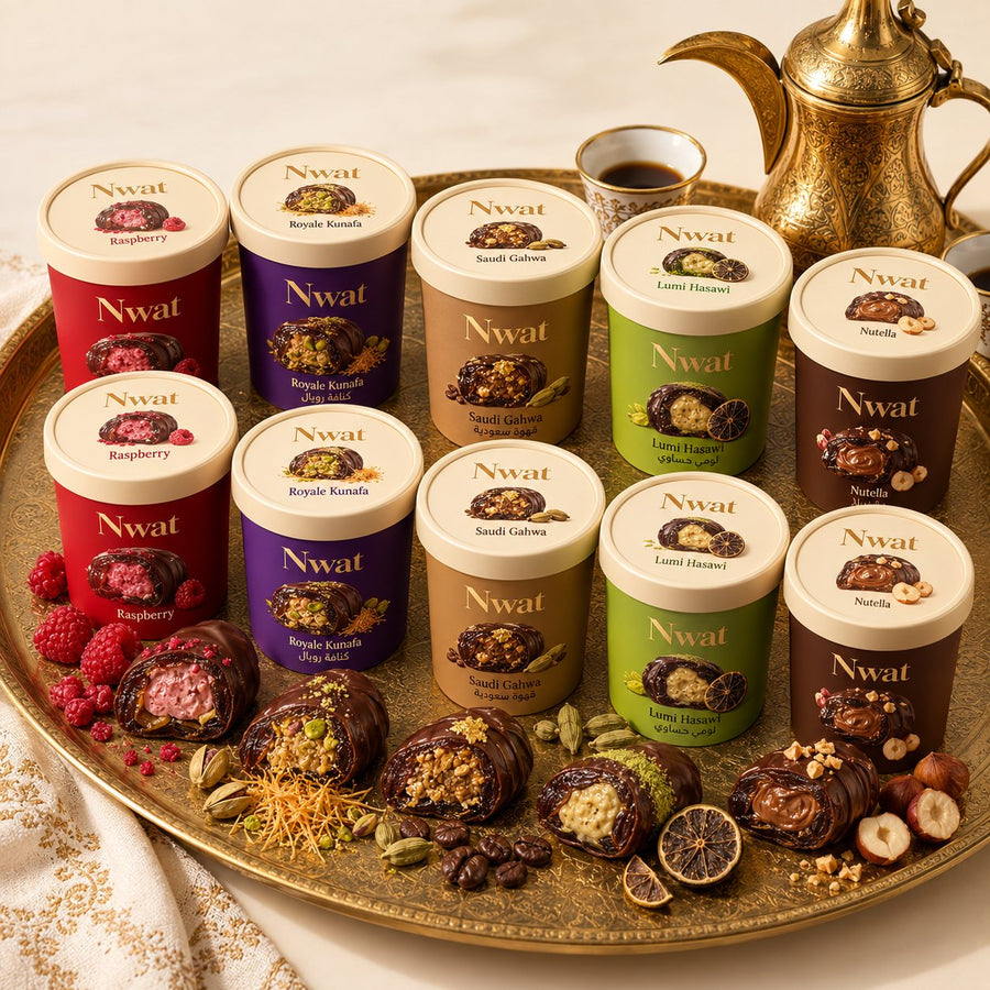 Ten Nwat tubs on a brass tray